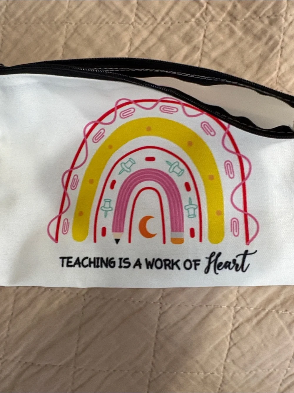 NWOT!! TEACHER GIFT SET: ZIP TOTE, ZIP POUCH, DRINK TUMBLER & BASKET FOR IT ALL!